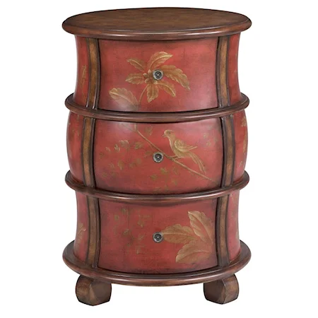 Two-Tone Round Lamp Table with 3 Drawers